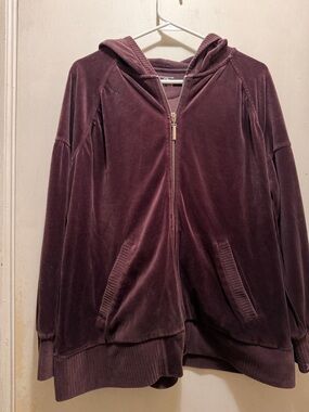 Plush Zip-Up Velvet Hoodie in Dark Brown